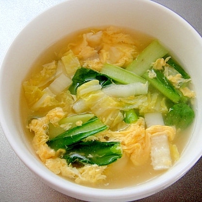 小松菜と白菜の卵スープ